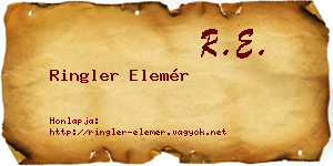 Ringler Elemér névjegykártya